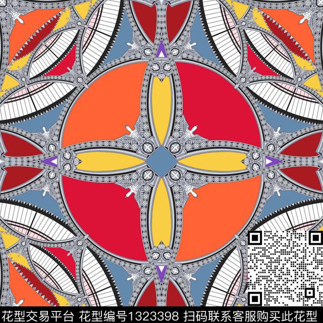 时尚方巾方巾传统印花华亿平台下载（图片编号: 1323398） - 瓦栏（Walan）