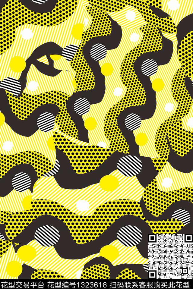 肌理抽象混合拼接数码印花华亿平台下载（图片编号: 1323616） - 瓦栏（Walan）