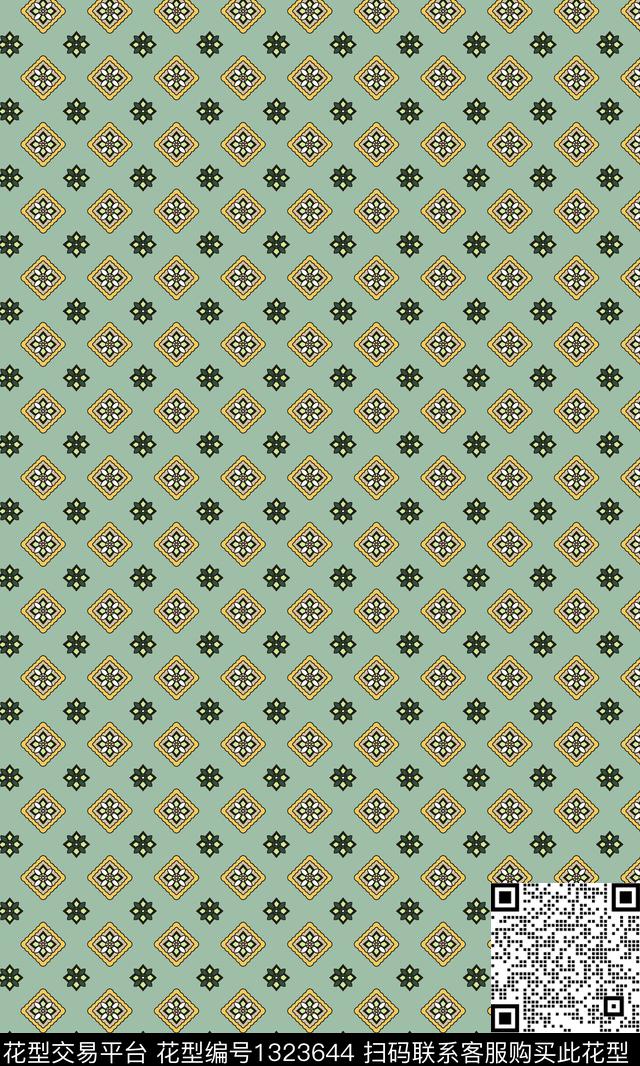 格子几何卡通传统印花华亿平台下载（图片编号: 1323644） - 瓦栏（Walan）