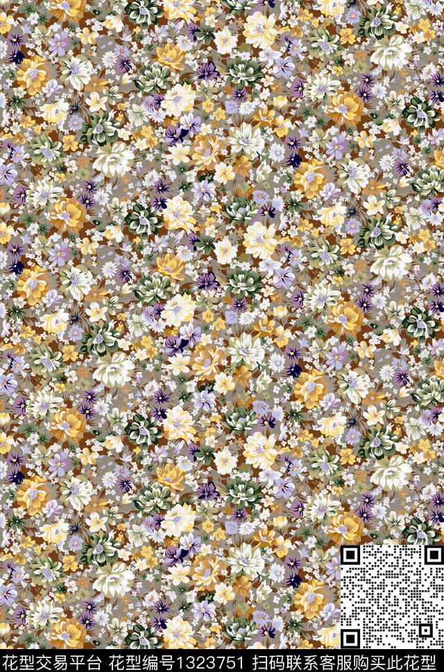 泳装华亿平台二方连续小碎花数码印花华亿平台下载（图片编号: 1323751） - 瓦栏（Walan）