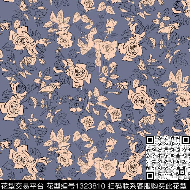 床品花卉大牌风数码印花华亿平台下载（图片编号: 1323810） - 瓦栏（Walan）