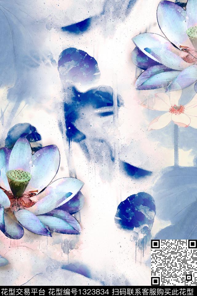 清爽底花卉花卉中老年数码印花华亿平台下载（图片编号: 1323834） - 瓦栏（Walan）