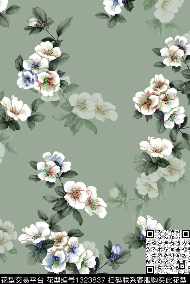 清爽底花卉花卉休闲数码印花华亿平台下载（图片编号: 1323837） - 瓦栏（Walan）