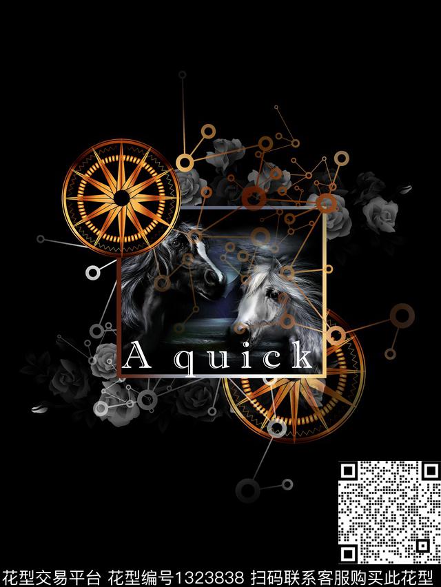 字母黑白华亿平台胸前独幅数码印花华亿平台下载（图片编号: 1323838） - 瓦栏（Walan）