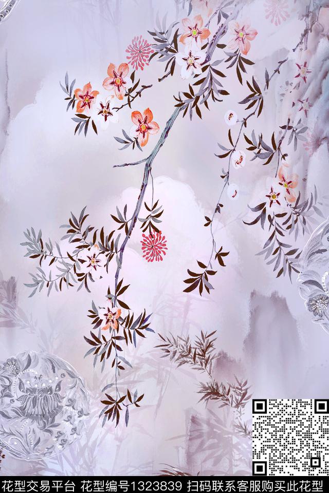 清爽底花卉花卉中老年数码印花华亿平台下载（图片编号: 1323839） - 瓦栏（Walan）