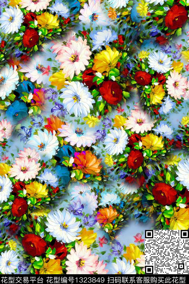 花卉大牌风小碎花数码印花华亿平台下载（图片编号: 1323849） - 瓦栏（Walan）
