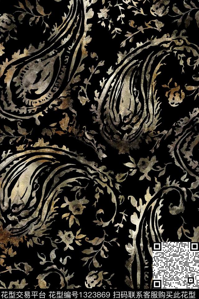 民族风佩斯利大牌风数码印花华亿平台下载（图片编号: 1323869） - 瓦栏（Walan）