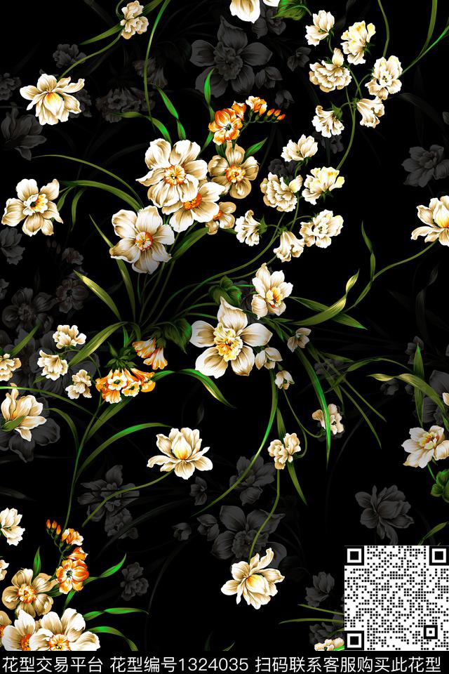 花卉旗袍淑女数码印花华亿平台下载（图片编号: 1324035） - 瓦栏（Walan）