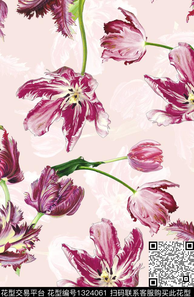 大牌风女装花卉春夏华亿平台数码印花华亿平台下载（图片编号: 1324061） - 瓦栏（Walan）