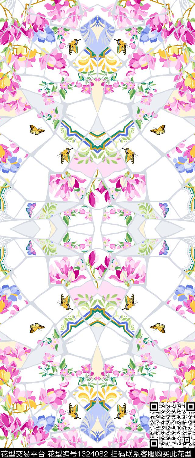 花卉长巾玉兰长巾女装传统印花华亿平台下载（图片编号: 1324082） - 瓦栏（Walan）