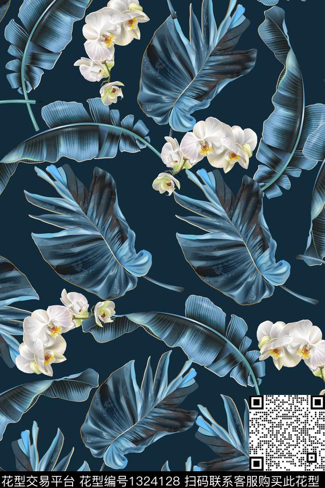抽象花卉春夏华亿平台大牌风数码印花华亿平台下载（图片编号: 1324128） - 瓦栏（Walan）