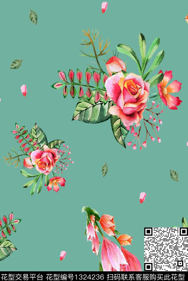 女装花卉植物数码印花华亿平台下载（图片编号: 1324236） - 瓦栏（Walan）