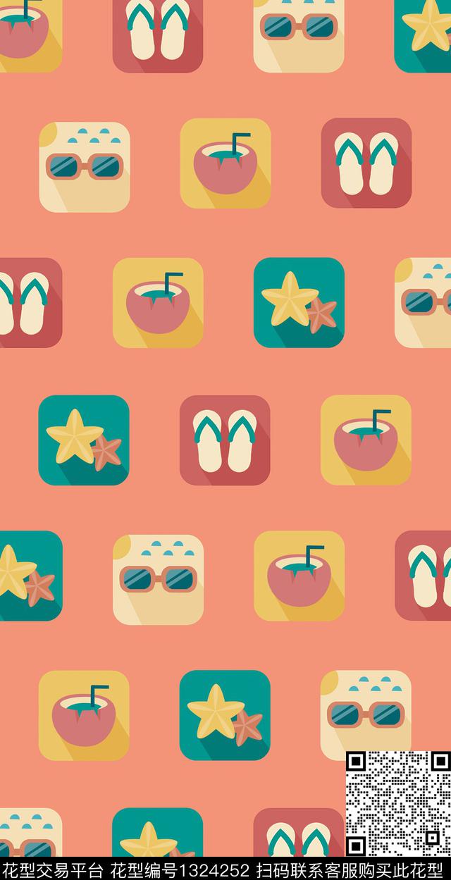 简约可爱小清新数码印花华亿平台下载（图片编号: 1324252） - 瓦栏（Walan）
