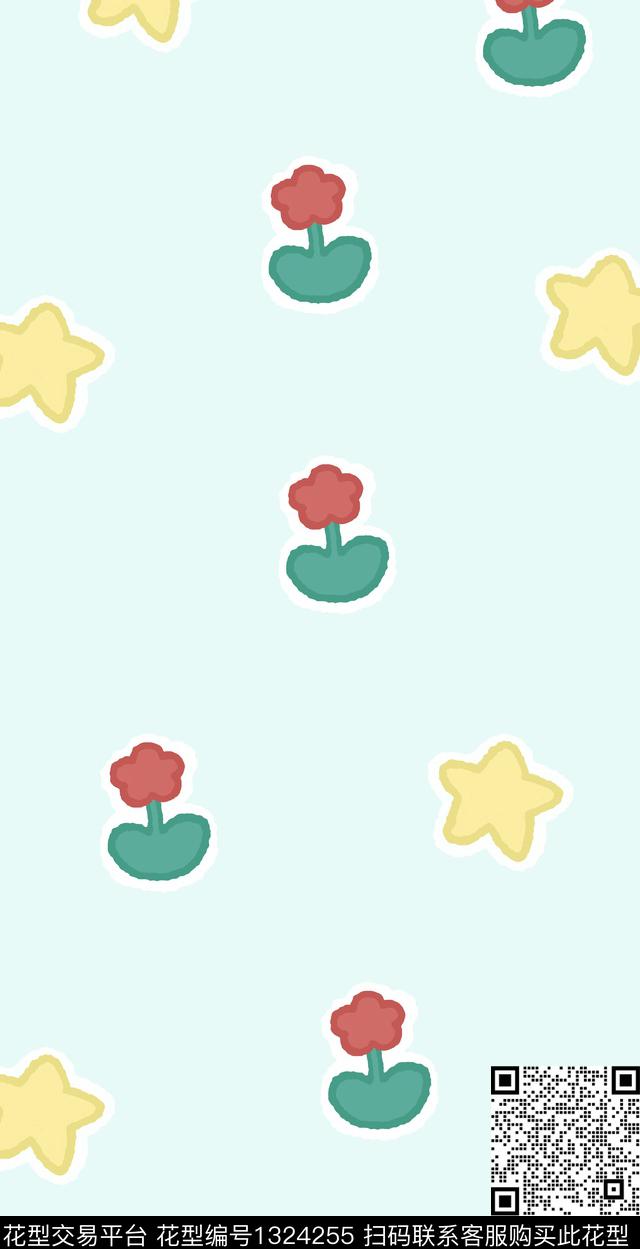 简约可爱小清新数码印花华亿平台下载（图片编号: 1324255） - 瓦栏（Walan）