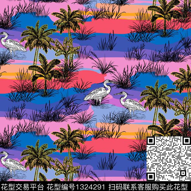 大牌风热带华亿平台风景景观数码印花华亿平台下载（图片编号: 1324291） - 瓦栏（Walan）