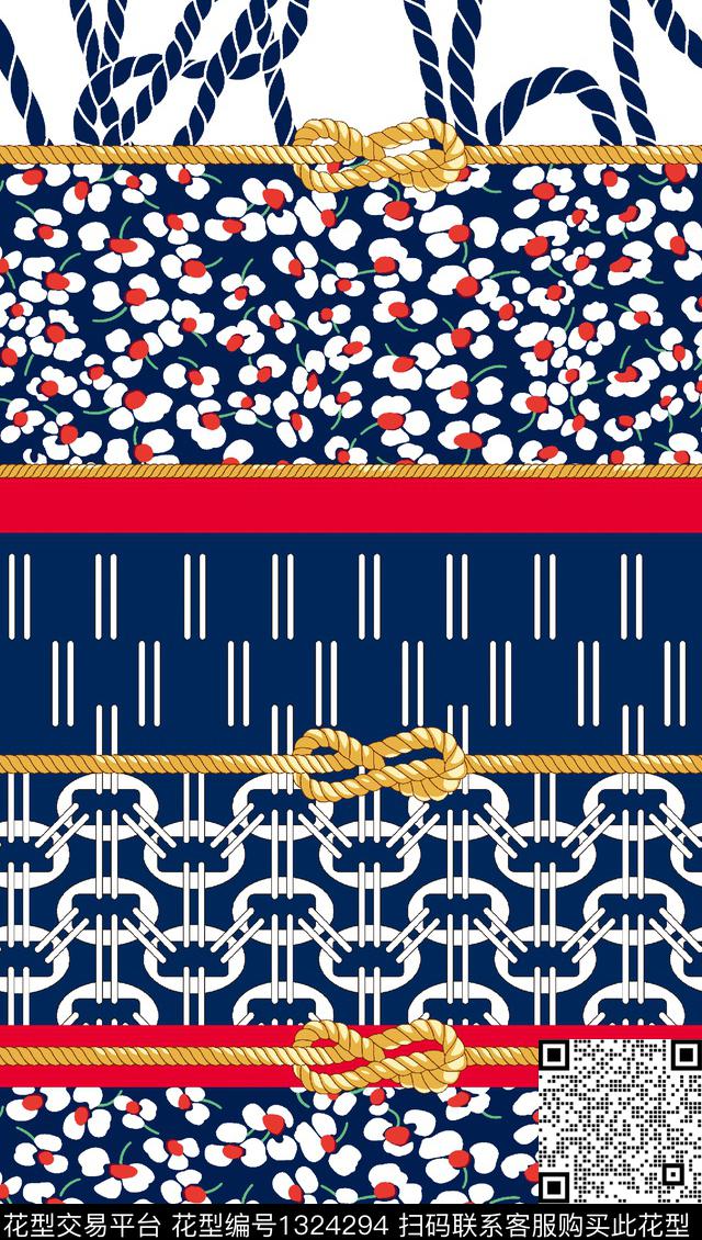 绿植树叶几何花卉数码印花华亿平台下载（图片编号: 1324294） - 瓦栏（Walan）