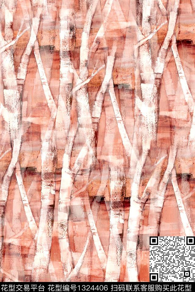 肌理树枝小清新数码印花华亿平台下载（图片编号: 1324406） - 瓦栏（Walan）