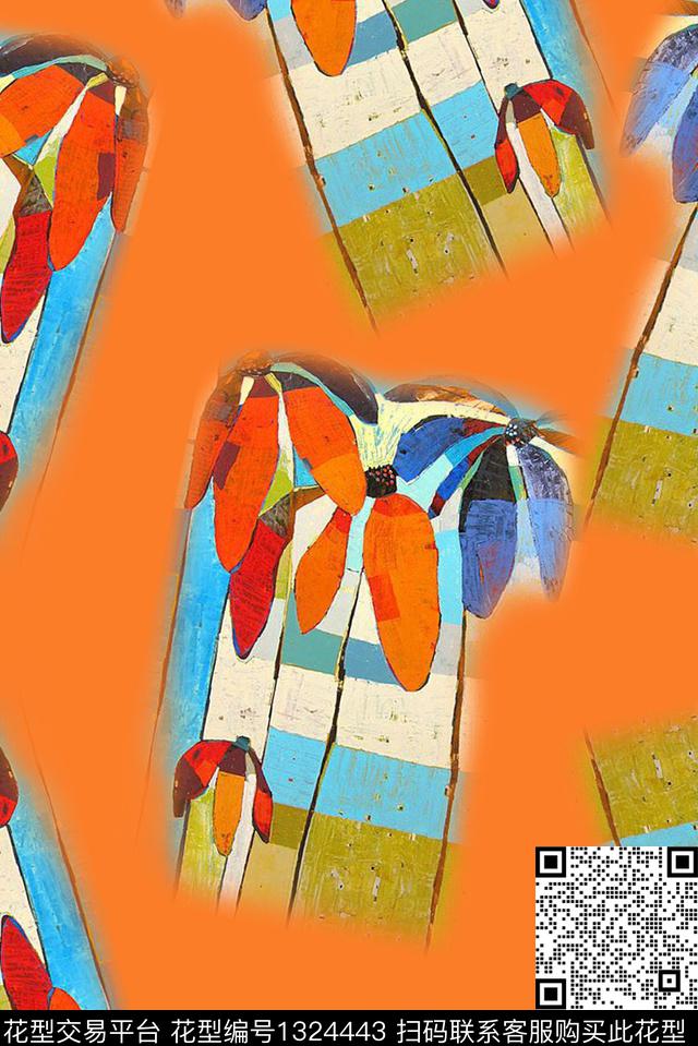 绿植树叶扎染华亿平台男装数码印花华亿平台下载（图片编号: 1324443） - 瓦栏（Walan）