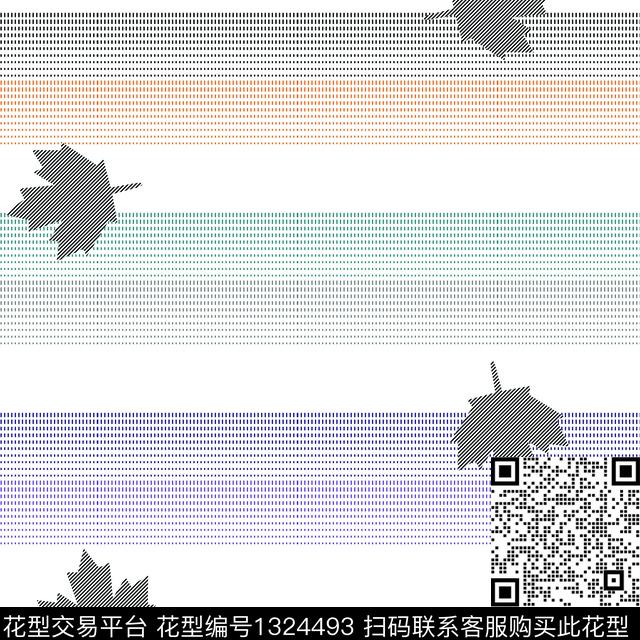 枫叶绿植树叶条纹传统印花华亿平台下载（图片编号: 1324493） - 瓦栏（Walan）