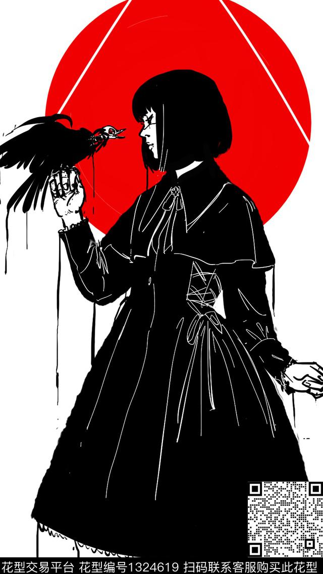 胸前独幅大牌风卡通数码印花华亿平台下载（图片编号: 1324619） - 瓦栏（Walan）