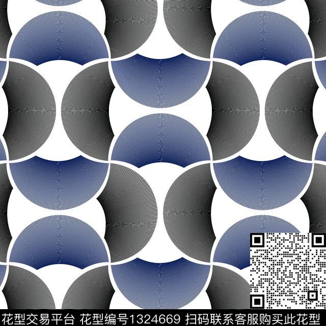 几何花卉扇子男装满版花传统印花华亿平台下载（图片编号: 1324669） - 瓦栏（Walan）