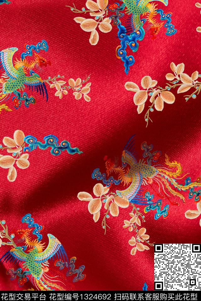 花卉中国风绣花华亿平台数码印花华亿平台下载（图片编号: 1324692） - 瓦栏（Walan）