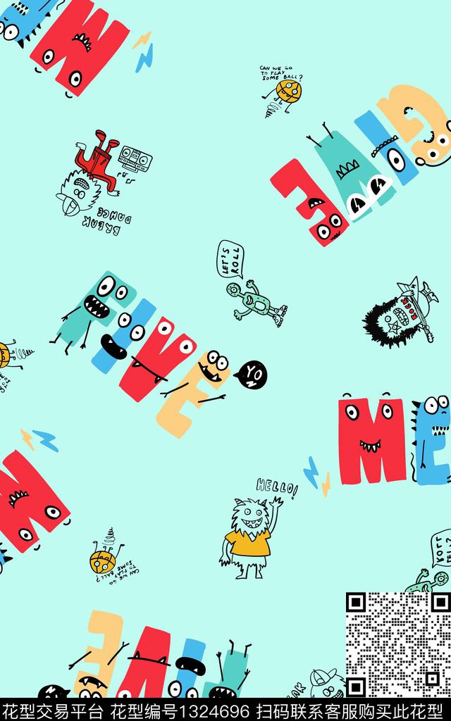 童装字母卡通数码印花华亿平台下载（图片编号: 1324696） - 瓦栏（Walan）