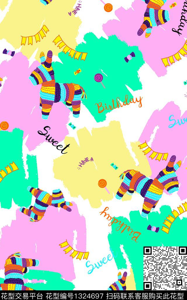 童装字母卡通数码印花华亿平台下载（图片编号: 1324697） - 瓦栏（Walan）