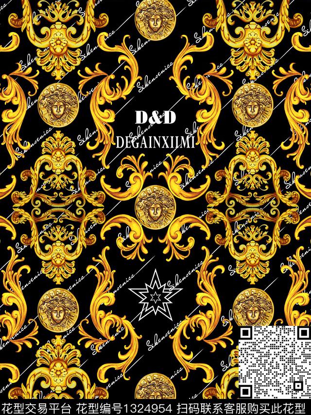宫廷风潮牌大牌风数码印花华亿平台下载（图片编号: 1324954） - 瓦栏（Walan）