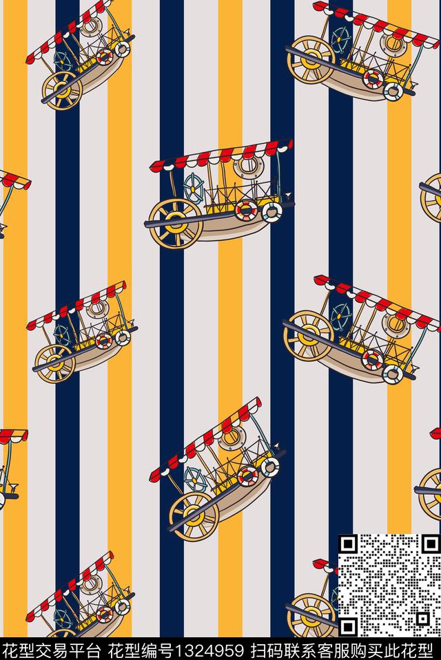 童装马车线条数码印花华亿平台下载（图片编号: 1324959） - 瓦栏（Walan）