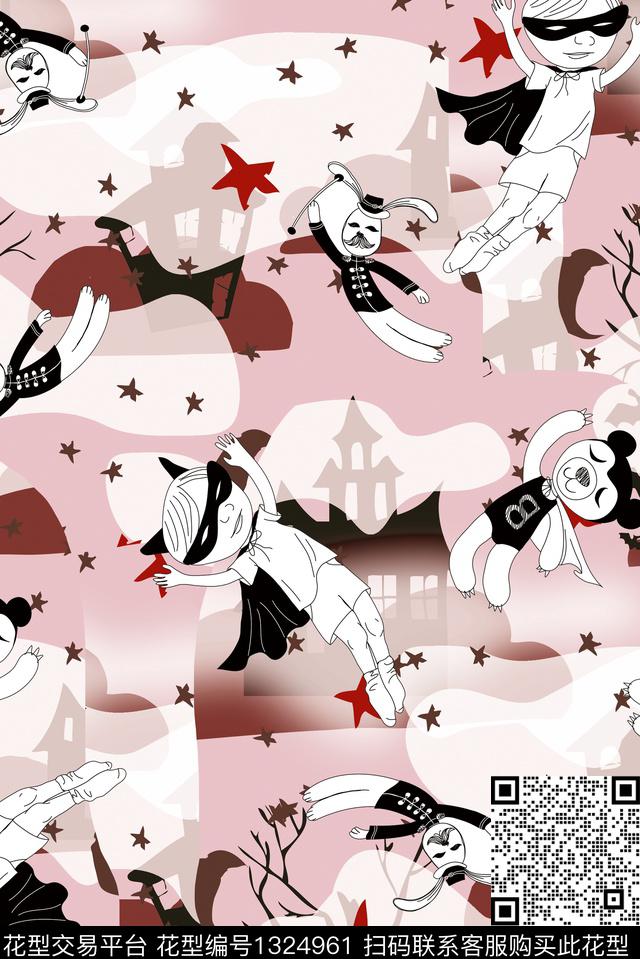 卡通人物童装字母数码印花华亿平台下载（图片编号: 1324961） - 瓦栏（Walan）