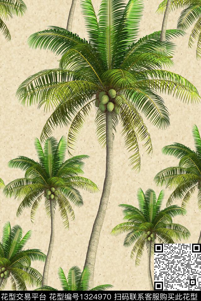 绿植树叶动物礼服数码印花华亿平台下载（图片编号: 1324970） - 瓦栏（Walan）