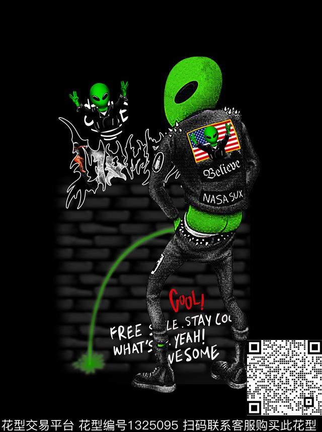 胸前独幅字母人物数码印花华亿平台下载（图片编号: 1325095） - 瓦栏（Walan）