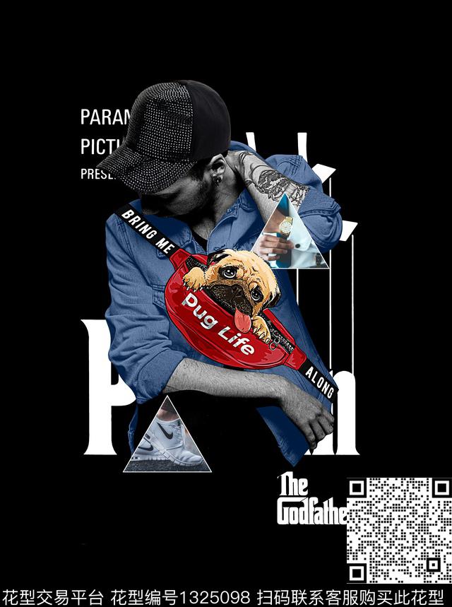 胸前独幅字母人物数码印花华亿平台下载（图片编号: 1325098） - 瓦栏（Walan）