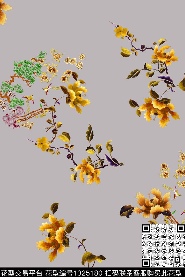 旗袍香云纱中国风数码印花华亿平台下载（图片编号: 1325180） - 瓦栏（Walan）