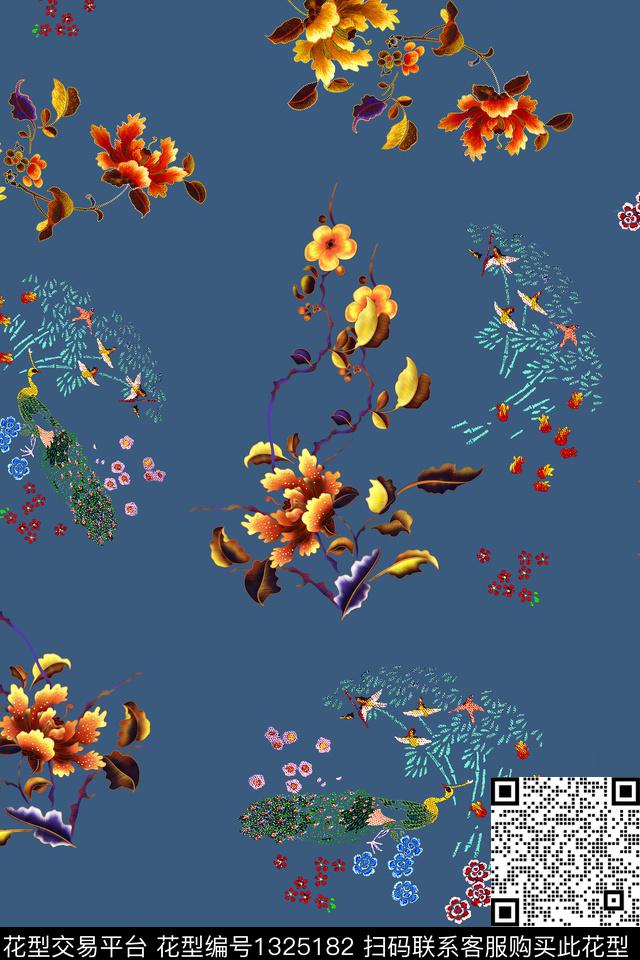 旗袍香云纱中国风数码印花华亿平台下载（图片编号: 1325182） - 瓦栏（Walan）