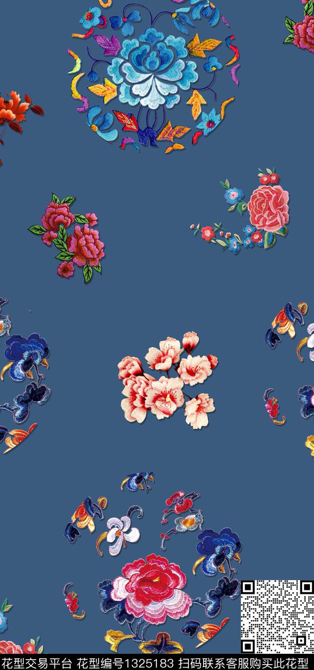 旗袍香云纱中国风数码印花华亿平台下载（图片编号: 1325183） - 瓦栏（Walan）