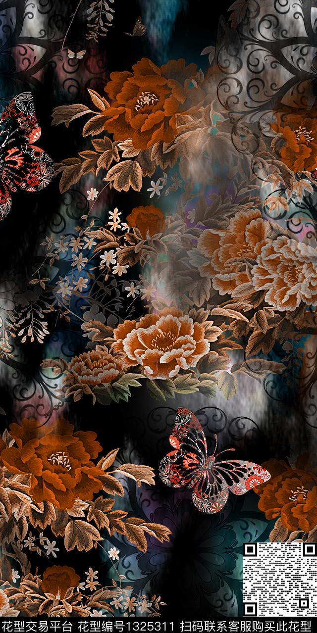 香云纱中老年中国风数码印花华亿平台下载（图片编号: 1325311） - 瓦栏（Walan）