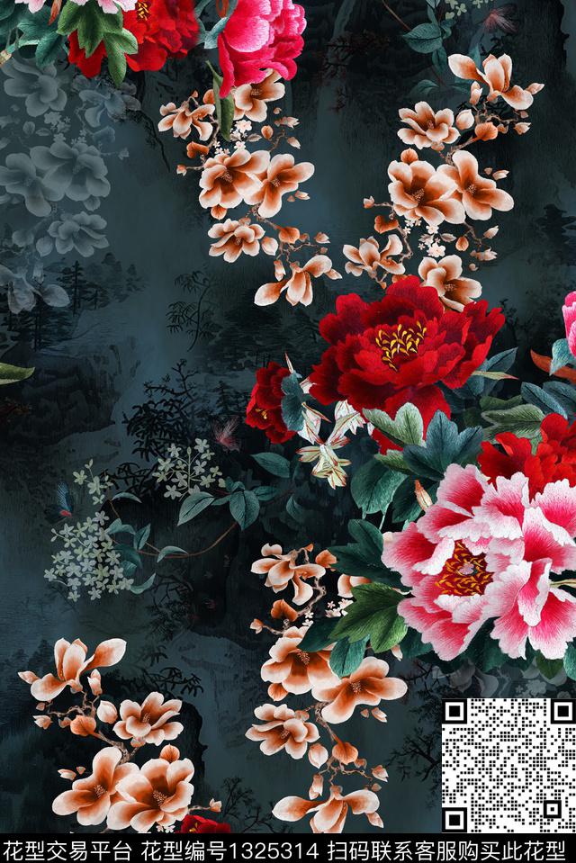 香云纱中老年中国风数码印花华亿平台下载（图片编号: 1325314） - 瓦栏（Walan）