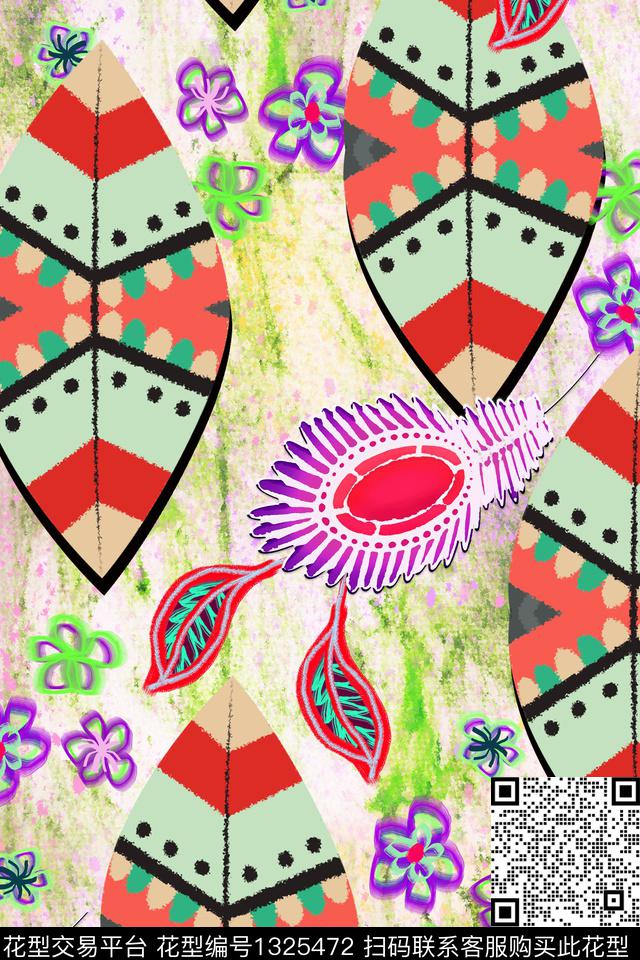 春夏华亿平台手绘花卉水彩花卉数码印花华亿平台下载（图片编号: 1325472） - 瓦栏（Walan）