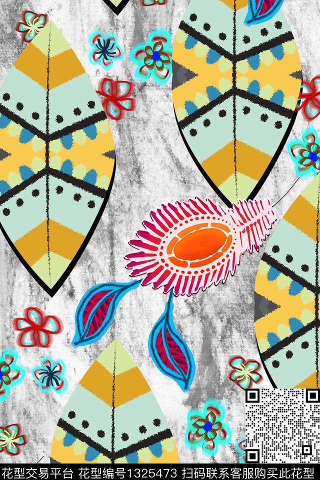 春夏华亿平台手绘花卉水彩花卉数码印花华亿平台下载（图片编号: 1325473） - 瓦栏（Walan）