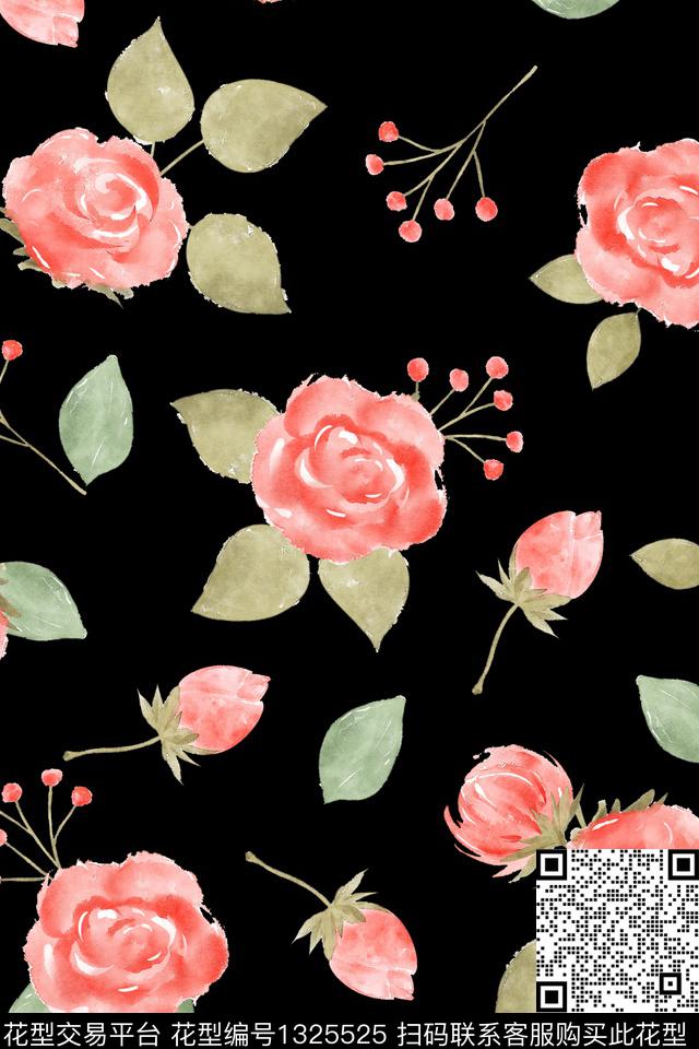 田园水彩清爽底花卉数码印花华亿平台下载（图片编号: 1325525） - 瓦栏（Walan）