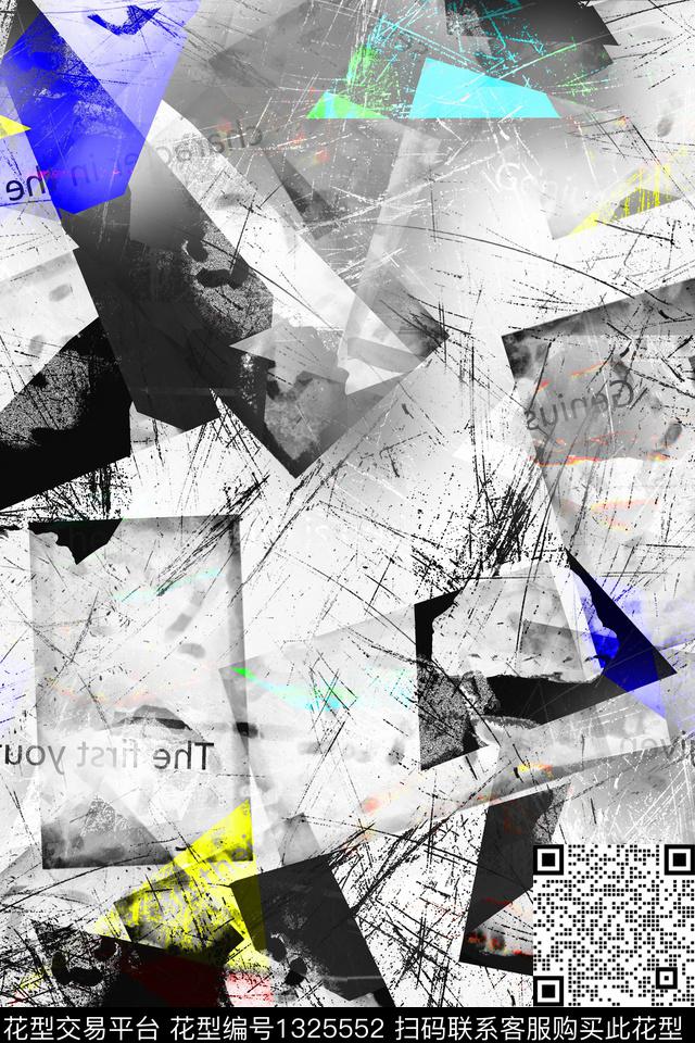 字母几何男装数码印花华亿平台下载（图片编号: 1325552） - 瓦栏（Walan）