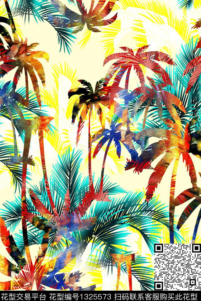 椰子树绿植树叶春夏华亿平台数码印花华亿平台下载（图片编号: 1325573） - 瓦栏（Walan）