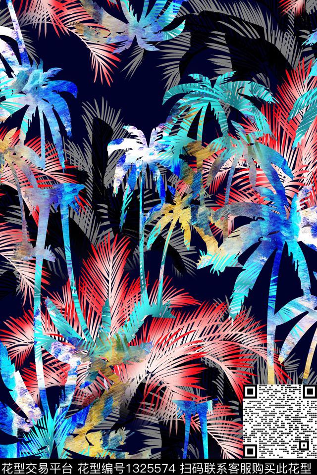 椰子树绿植树叶春夏华亿平台数码印花华亿平台下载（图片编号: 1325574） - 瓦栏（Walan）