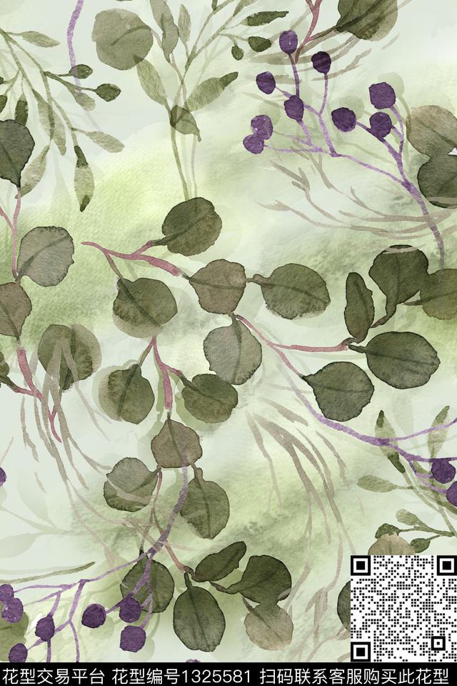 女装花卉绿植树叶传统印花华亿平台下载（图片编号: 1325581） - 瓦栏（Walan）