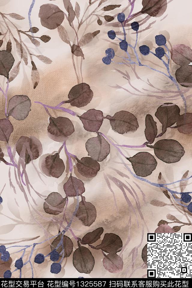 女装花卉绿植树叶传统印花华亿平台下载（图片编号: 1325587） - 瓦栏（Walan）