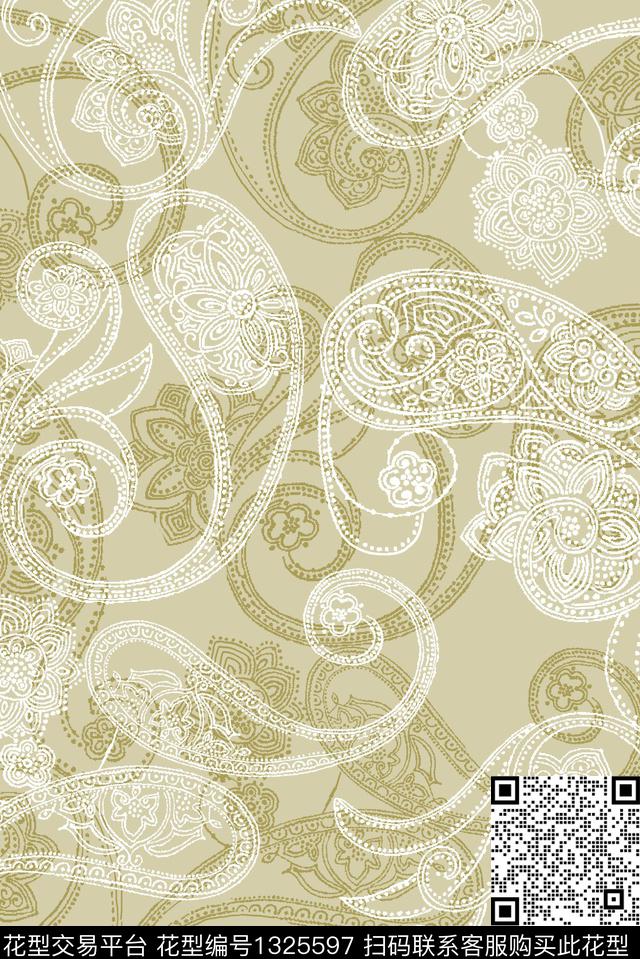 佩斯利大牌风数码印花华亿平台下载（图片编号: 1325597） - 瓦栏（Walan）