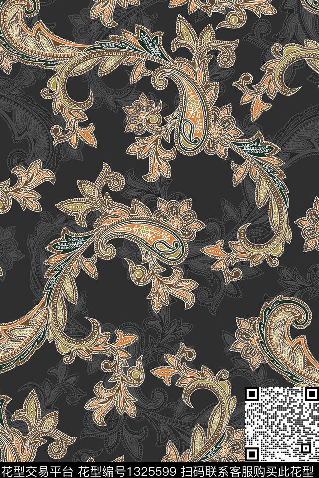 佩斯利大牌风数码印花华亿平台下载（图片编号: 1325599） - 瓦栏（Walan）