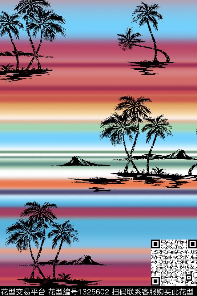 绿植树叶春夏华亿平台棕榈树数码印花华亿平台下载（图片编号: 1325602） - 瓦栏（Walan）